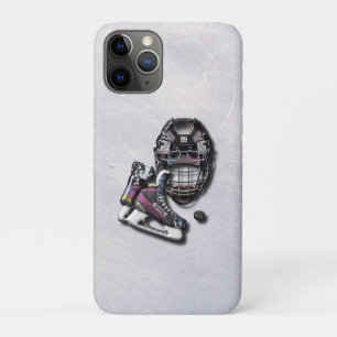 アイスホッケーはヘルメットのパックを名前と番号でスケートする iPhone 11 PROケース