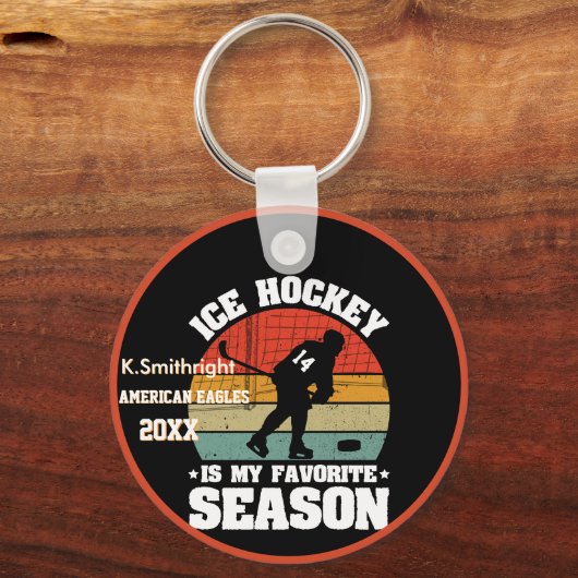 アイスホッケーは私の季節お気に入りのだ キーホルダー (正面)