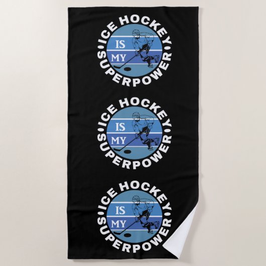 アイスホッケーは私の超大国 ビーチタオル (正面)