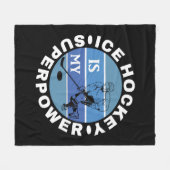 アイスホッケーは私の超大国 フリースブランケット (正面(横))