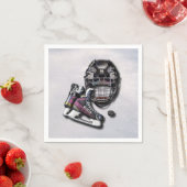 アイスホッケーは、名前と番号でヘルメットのパックをスケート スタンダードカクテルナプキン (インサイチュ)