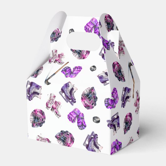 アイスホッケーアイススケートで滑るガールズピンクパープル誕生日 フェイバーボックス (裏面サイド)