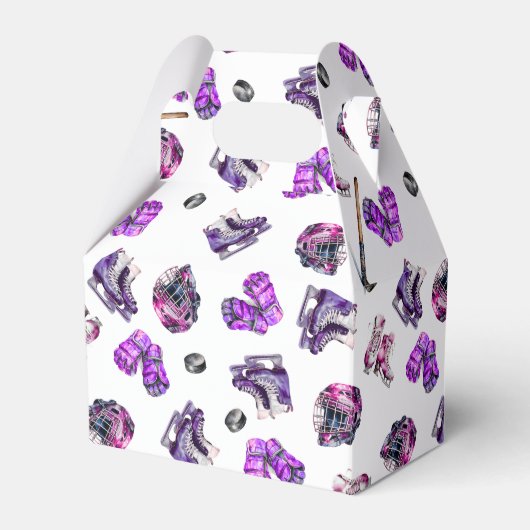 アイスホッケーアイススケートで滑るガールズピンクパープル誕生日 フェイバーボックス (正面サイド)