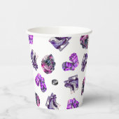 アイスホッケーアイススケートで滑るガールズピンクパープル誕生日 紙コップ (左)