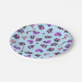 アイスホッケーアイスホッケースケートで滑るガールズピンクパープル ペーパープレート (アングル)