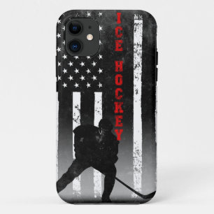 アイスホッケーアメリカ国旗ブラック iPhone 11 ケース