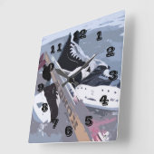 アイスホッケーウォールクロック スクエア壁時計 (傾斜)