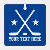 アイスホッケーカスタムスポーツスクエアのクリスマス装飾 メタルオーナメント (正面)