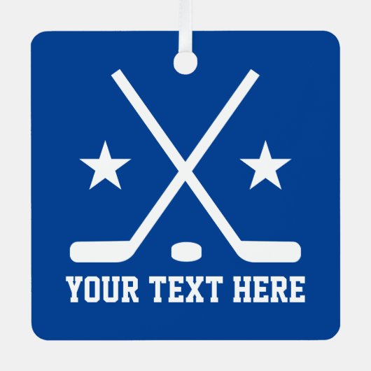 アイスホッケーカスタムスポーツスクエアのクリスマス装飾 メタルオーナメント (正面)