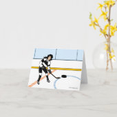 アイスホッケーガールグリーティングカード カード (黄色い花)