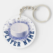 アイスホッケーキーチェーン、ホッキーパック キーホルダー (裏面)