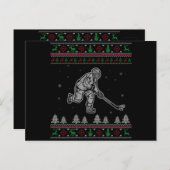 アイスホッケークリスマスおもしろいの醜いクリスマスセーター ポストカード (正面/裏面)