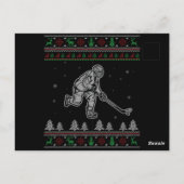 アイスホッケークリスマスおもしろいの醜いクリスマスセーター ポストカード (裏面)