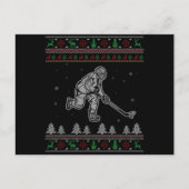アイスホッケークリスマスおもしろいの醜いクリスマスセーター ポストカード (正面)