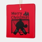 アイスホッケークリスマスの装飾 – goalie red black セラミックオーナメント (左)