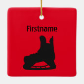 アイスホッケークリスマスの装飾 – goalie red black セラミックオーナメント (裏面)