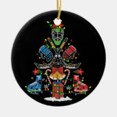 アイスホッケークリスマスオーナメントツリーおもしろいクリスマスギフト セラミックオーナメント (正面)