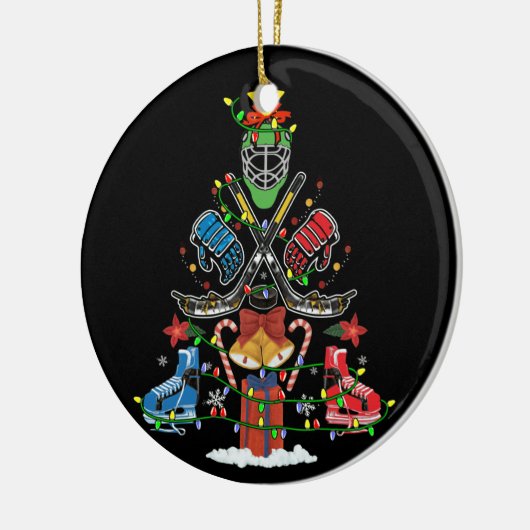 アイスホッケークリスマスオーナメントツリーおもしろいクリスマスギフト セラミックオーナメント (左)