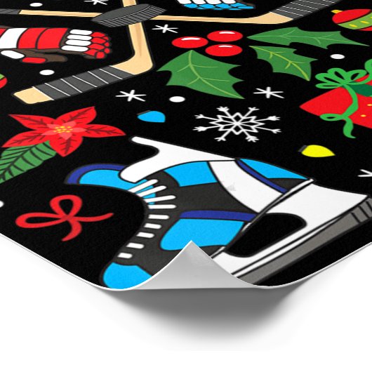 アイスホッケークリスマスオーナメントツリーおもしろいクリスマスギフトB ポスター (角)