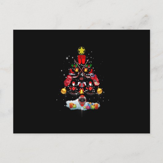 アイスホッケークリスマスオーナメントツリーおもしろいクリスマススポール ポストカード (正面)