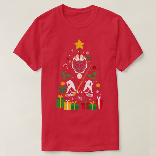 アイスホッケークリスマスギフトおもしろいICeホッケーツリーPu Tシャツ (デザイン正面)