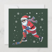 アイスホッケークリスマスサンタがアイススポーツチームでプレー シーズンカード (正面)