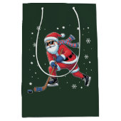 アイスホッケークリスマスサン遊タのアイススポーツチーム ミディアムペーパーバッグ (正面)