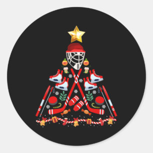 アイスホッケークリスマスツリーおもしろいクリスマスPjs Player Spor ラウンドシール