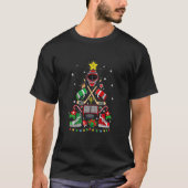 アイスホッケークリスマスツリーオーナメントおもしろいクリスマス Tシャツ (正面)