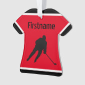 アイスホッケークリスマス飾り-赤黒のジャージー オーナメント (正面)