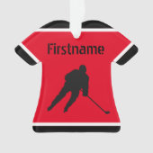 アイスホッケークリスマス飾り-赤黒のジャージー オーナメント (正面)