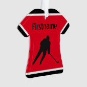 アイスホッケークリスマス飾り-赤黒のジャージー オーナメント (正面)