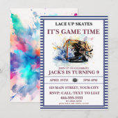 「アイスホッケーゲームの時間だ、スケートを履け」アイスホッケー 招待状 (正面/裏面)
