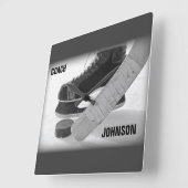 アイスホッケーコーチありがとう スクエア壁時計 (傾斜)