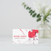 アイスホッケーコーチインストラクターレッドソーシャルメディアクール 名刺 (スタンド正面)