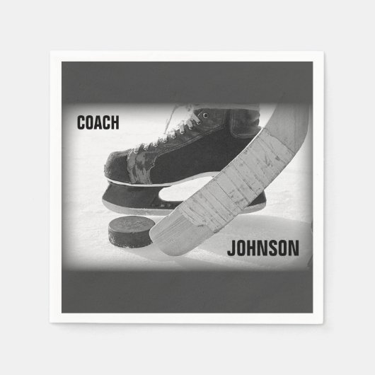 アイスホッケーコーチ スタンダードカクテルナプキン (正面)