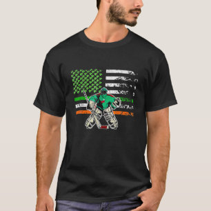 アイスホッケーゴアリーアイリッシュアメリカ国旗St patricks Tシャツ