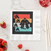 アイスホッケーゴアリーホッケープレーヤー 縁ありランチョンナプキン (インサイチュ)