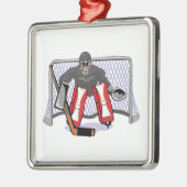 アイスホッケーゴアリー現実的ベクトルイラストレーション メタルオーナメント (左)