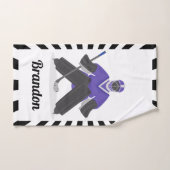 アイスホッケーゴアリー選手のパープルキッズ ハンドタオル (ハンドタオル)