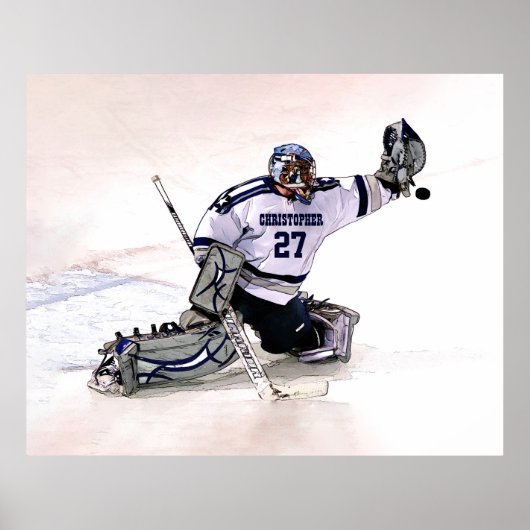 アイスホッケーゴールキーパーあなたの名前のスケッチ ポスター (正面)