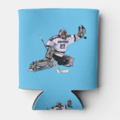 アイスホッケーゴールキーパーあなたの名前のスケッチ 缶クーラー (正面)