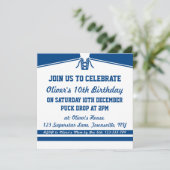 アイスホッケージャージーをテーマにしたパーティの招待状、ブルー 招待状 (スタンド正面)