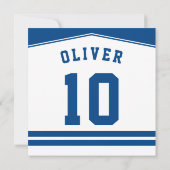 アイスホッケージャージーをテーマにしたパーティの招待状、ブルー 招待状 (裏面)