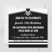 アイスホッケージャージーをテーマにしたパーティー招待状テンプレート 招待状 (正面)