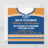 アイスホッケージャージーをテーマにしたパーティー招待状テンプレート 招待状 (正面)