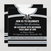 アイスホッケージャージーをテーマにしたパーティー招待状テンプレート 招待状 (正面/裏面)