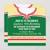 アイスホッケージャージーをテーマにしたパーティー招待状テンプレート 招待状 (正面/裏面)