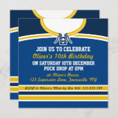 アイスホッケージャージー主題パーティー招待状テンプレート 招待状 (正面/裏面)