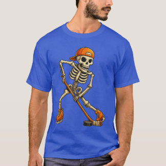 アイスホッケースケルトンハロウィンコスチューム男性少年楽しい Tシャツ
